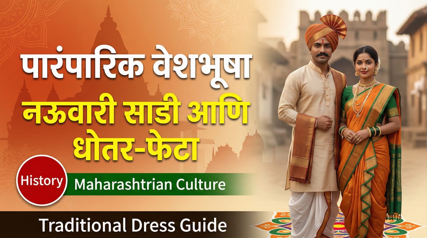 Traditional Maharashtrian Dress Nauvari Saree and Dhoti Pheta History in Marathi